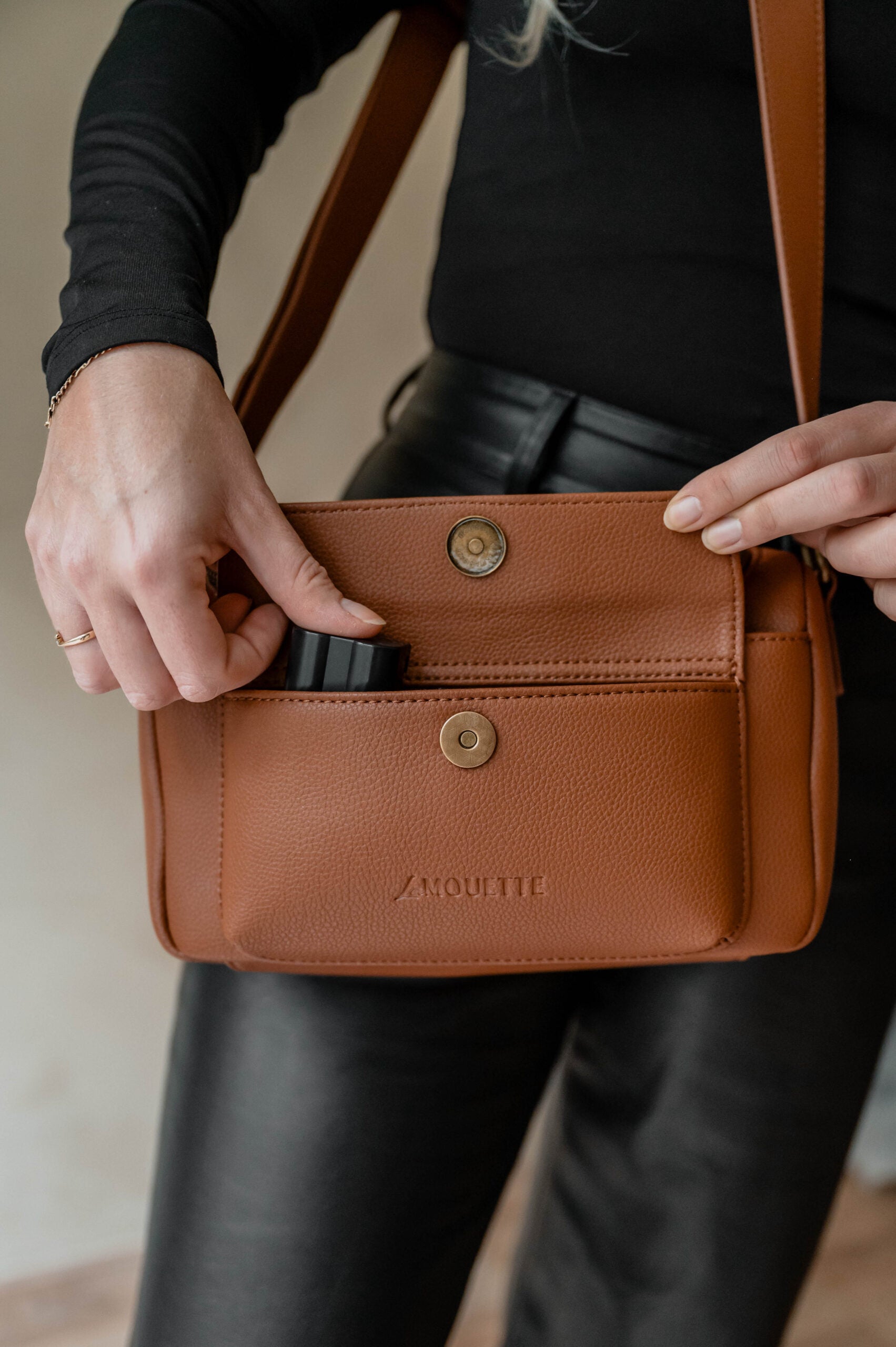 camera schoudertas bruin