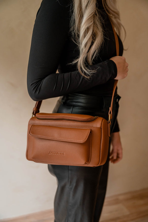 camera schoudertas bruin