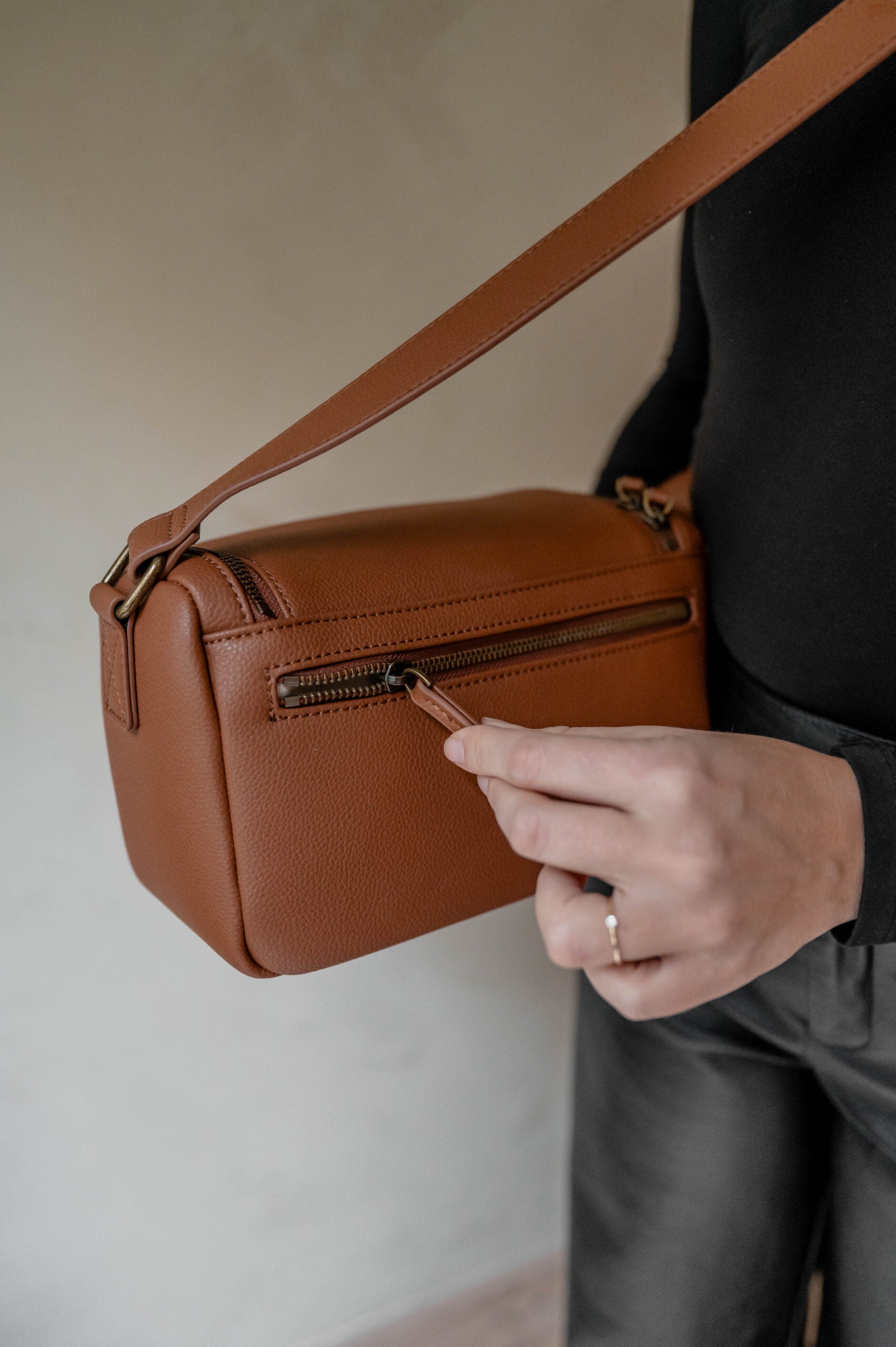 camera schoudertas bruin