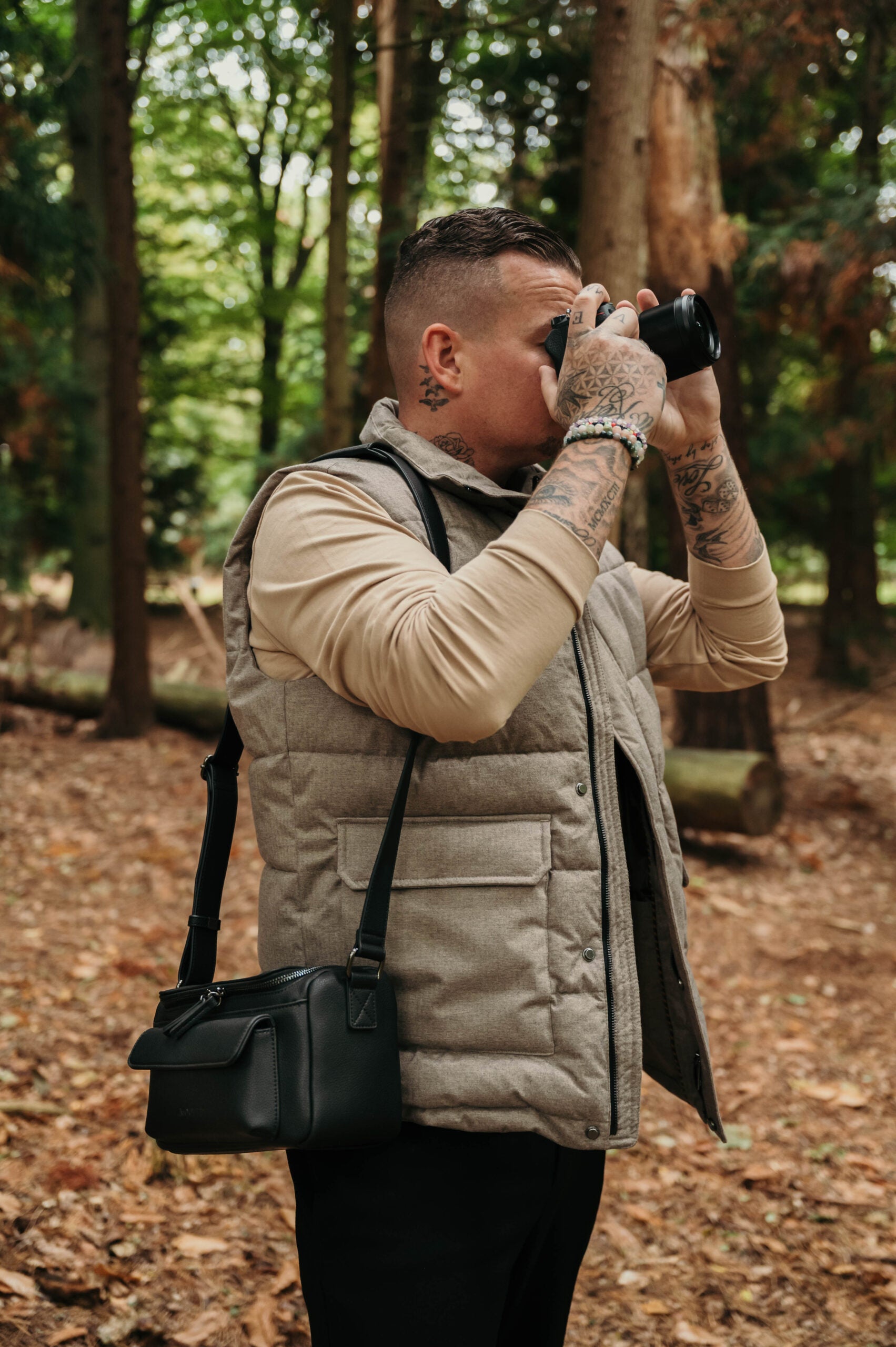 La Mouette schoudertas voor camera en lens tijdens kleine shoots